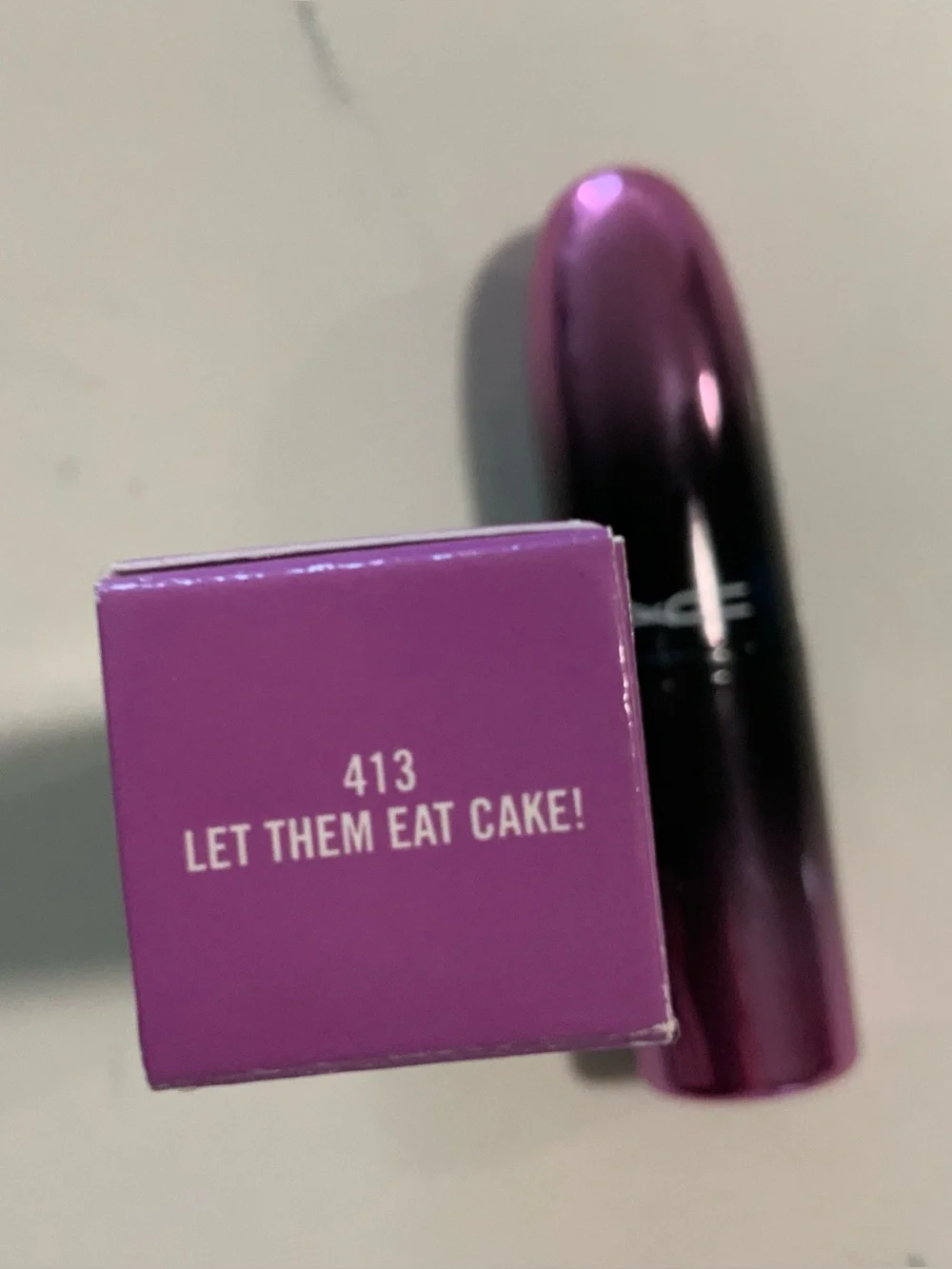 MAC Cosmetics Love Me Lipstick 413 Let Them Eat Cake! - Violet New in Box.